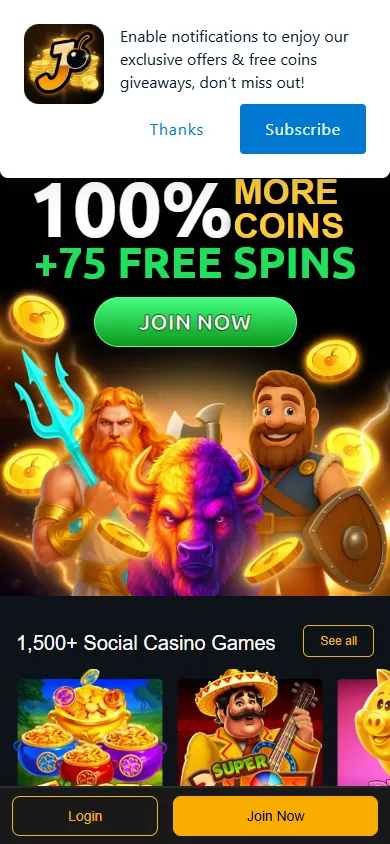 Jackpota mobile view showing the responsive design on a smartphone