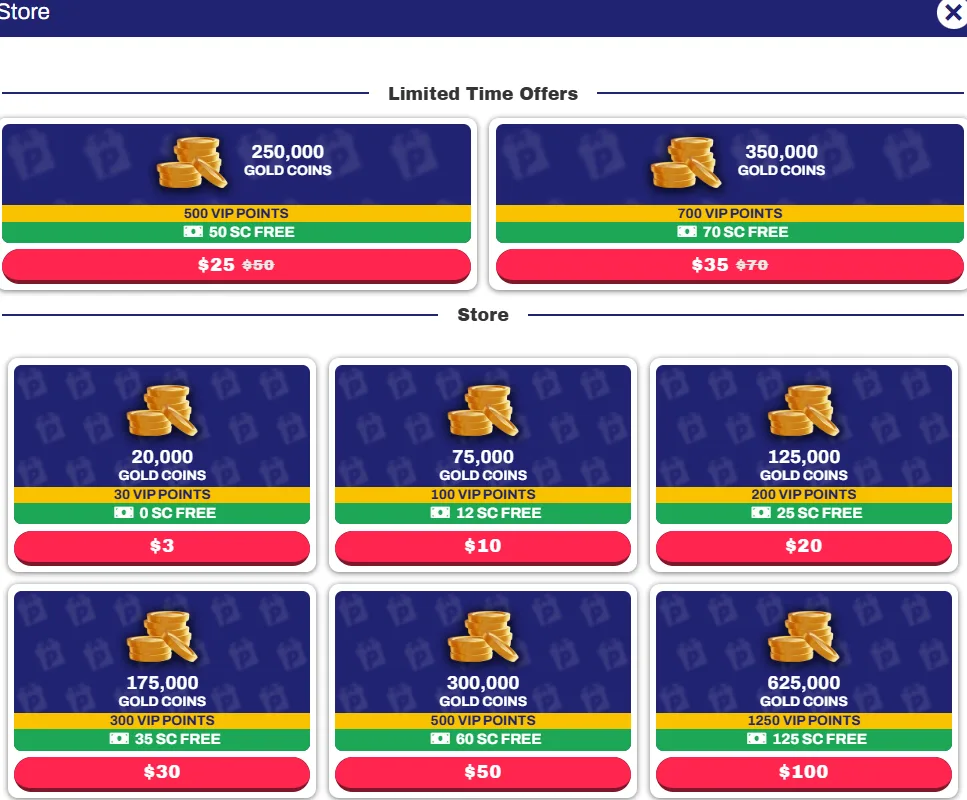 Real Prize game selection grid showing available slots and casino games